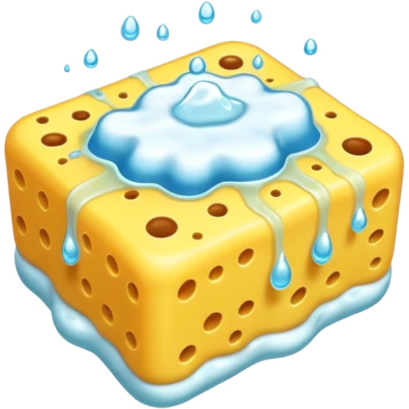 foam sponge object icon, soft sponge with soap foam, glossy wet look, 3D cartoon, mobile game icon style, centered, clean background, no text, no watermark

 emoji