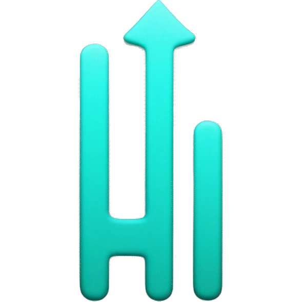turquoise checkmark made of five slanted bars, starting from a dark green on the left and transitioning to a light turquoise on the right, creating a gradient effect. emoji
