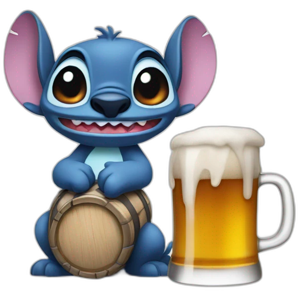 Stich qui boit une bière emoji