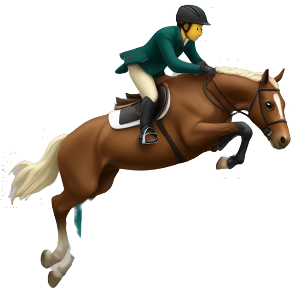 A rider on a horse jumps over a barrier emoji