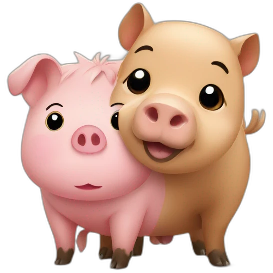 Pig and capybara Together emoji