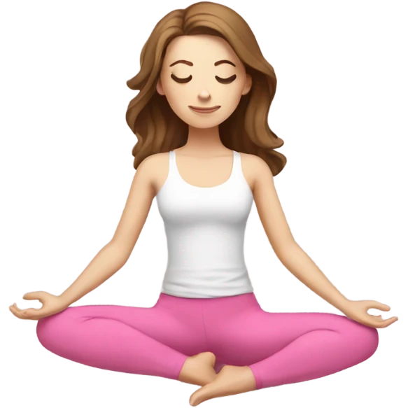 White Girl with brown hair doing yoga pink  emoji