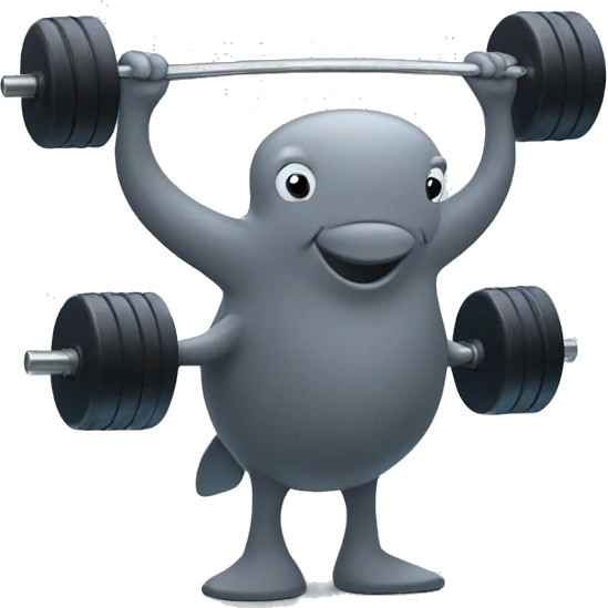 Whale lifting weights emoji