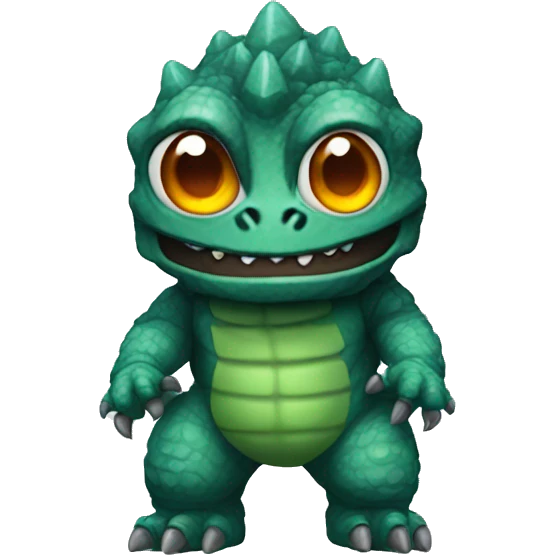 Godzilla dressed as an alien emoji