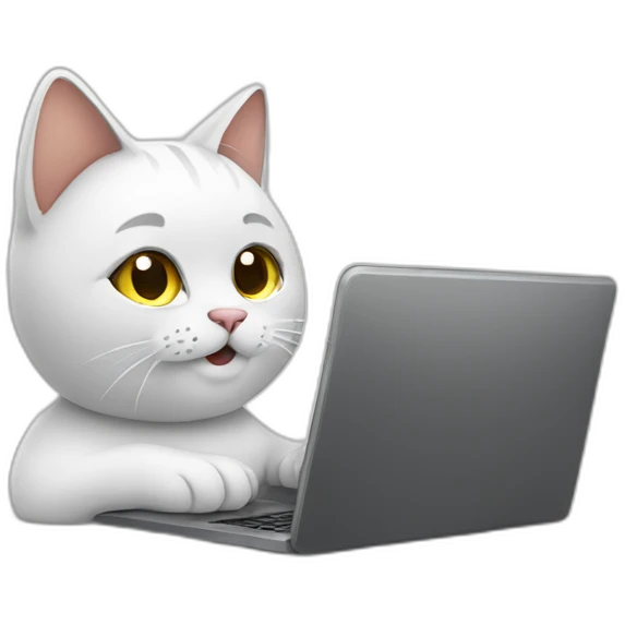 Cat consultant working with laptop emoji