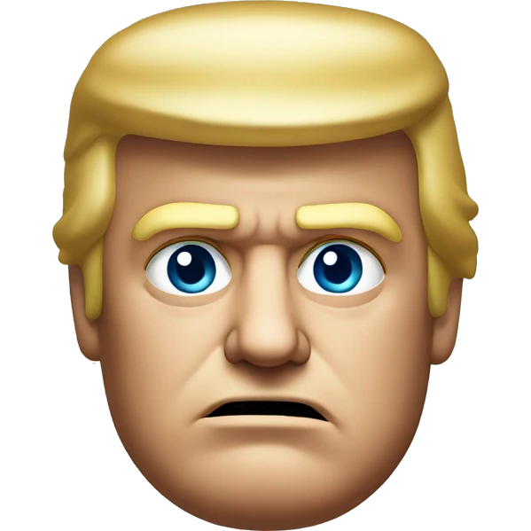 Semi-realistin Donald Trump head with serious face emoji