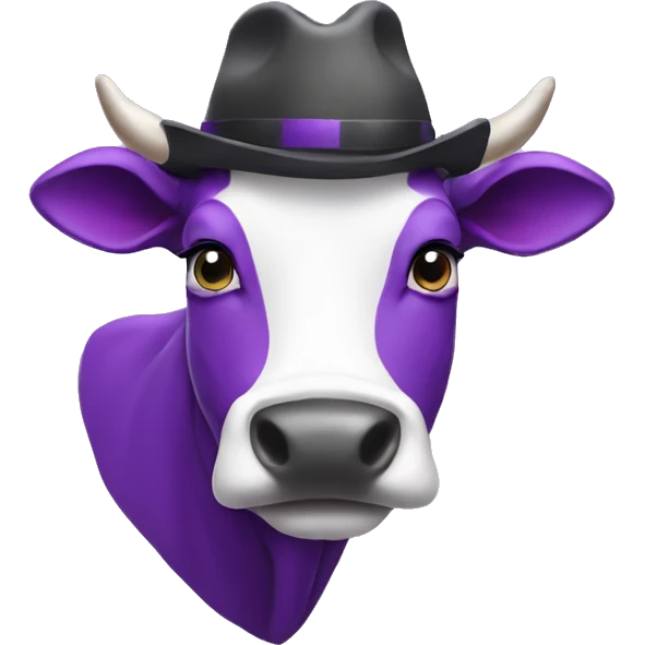 purple cow wearing a hat emoji