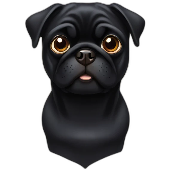 Black pug with brown eyes emoji