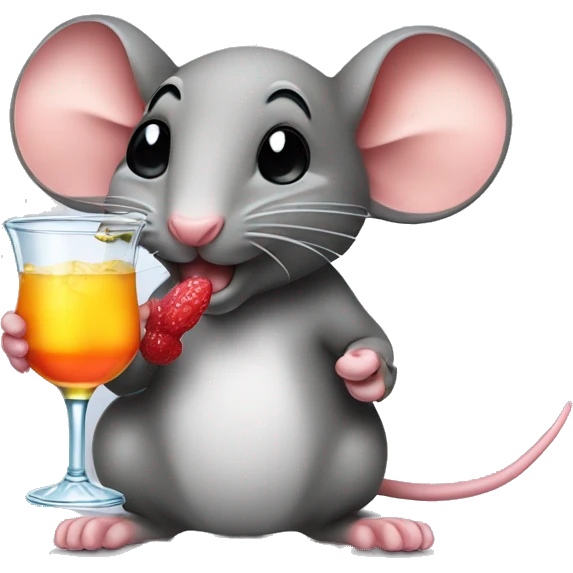 small mouse drinking big cocktail emoji