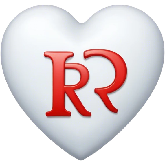 A beautiful white heart with the letter R inside. emoji