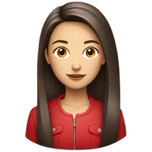Fille cheveux lisse et cour et rouge avec veste rouge ouverte emoji