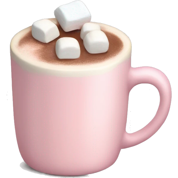 Light Pink mug of hot chocolate with marshmallows  emoji