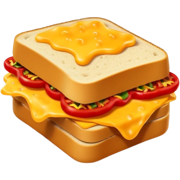 spicy sucuk sandwich object icon, toasted bread, sliced spicy sucuk inside, melted cheese, red chili peppers, steam coming out, 3D cartoon, mobile game icon style, centered, clean background, soft shadow, no text, no watermark
 emoji