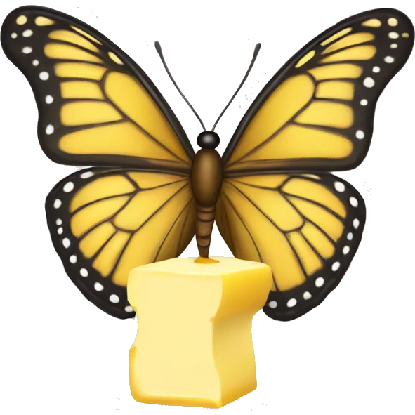 Butterfly pooping on a stick of butter emoji