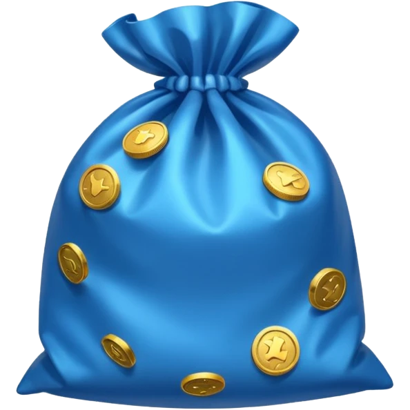 blue coins inside an opened bag  emoji