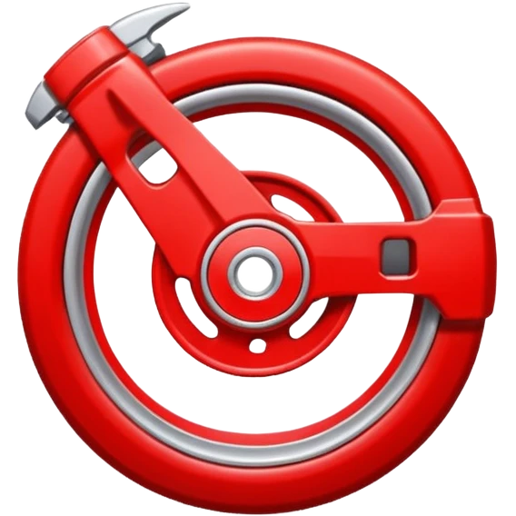 Minimal emoji icon of a car wheel with red brake caliper emoji