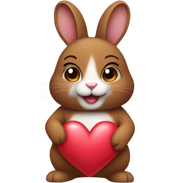 Brown dutch bunny holding a heart  emoji