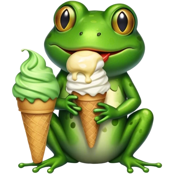 Frog eating an ice cream  emoji