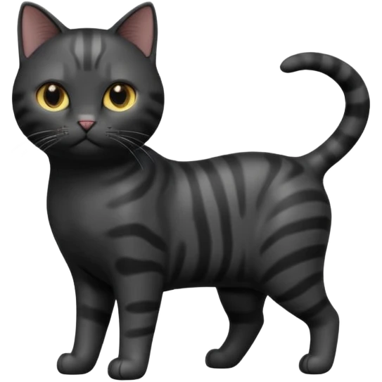 A 3D cartoon jet-black American Shorthair cat, smooth shiny coat, subtle reflections, balanced light contrast, Memoji-style realism. full body or half body. emoji