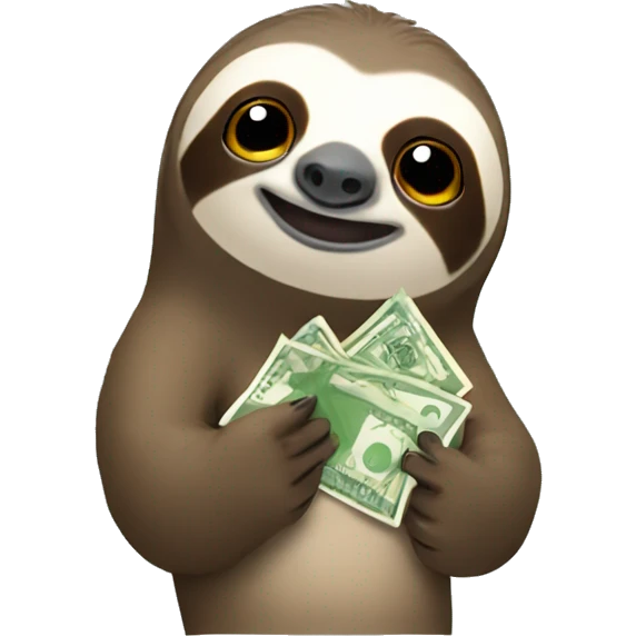 sloth with phone in hand and money flying out of pocket emoji