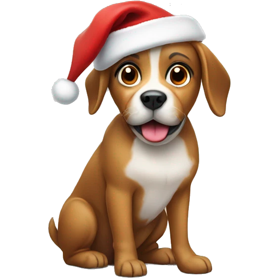 Dog wearing Santa hat emoji