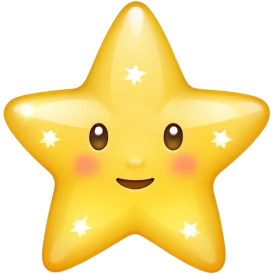 Generate a high-quality 3D cartoon-style emoji of a yellow sparkling star, glittering and shining effect, smooth gradient colors, rounded and cute appearance, no human faces, simple white background, high-resolution.

 emoji