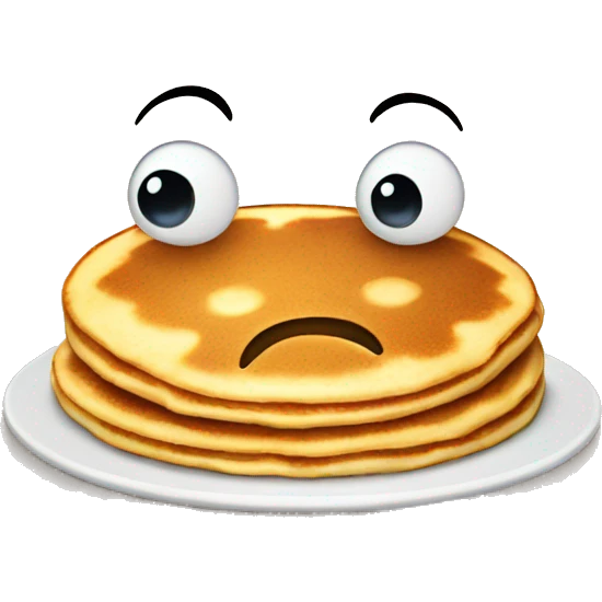 pancake with a silly face emoji