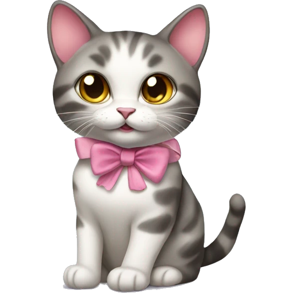 Coquette cat with bow  emoji