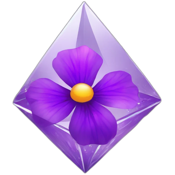 Purple flower in shiny glass octahedron emoji