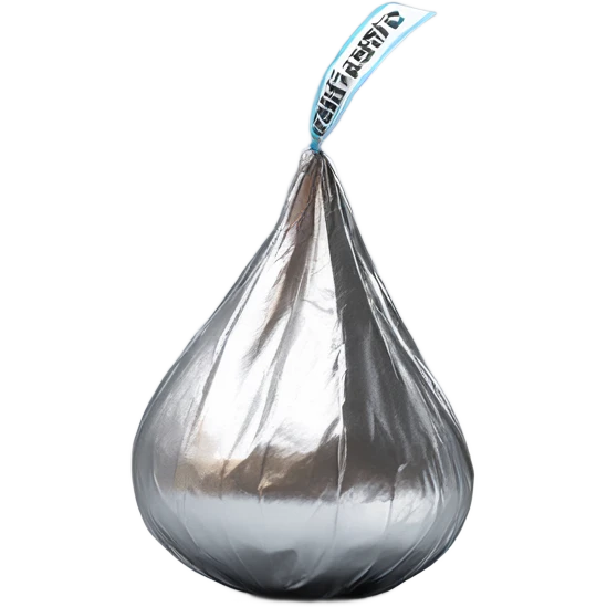 Photo Realistic Hershey Kiss candy in a silver wrapping  emoji
