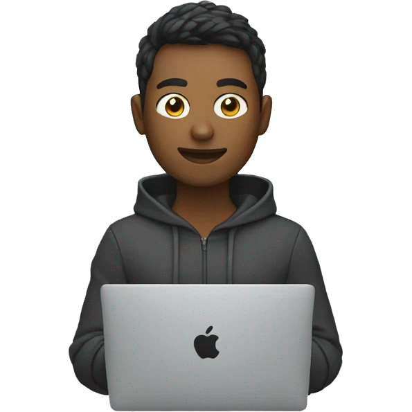 Developer with hoodie coding with a macbook emoji