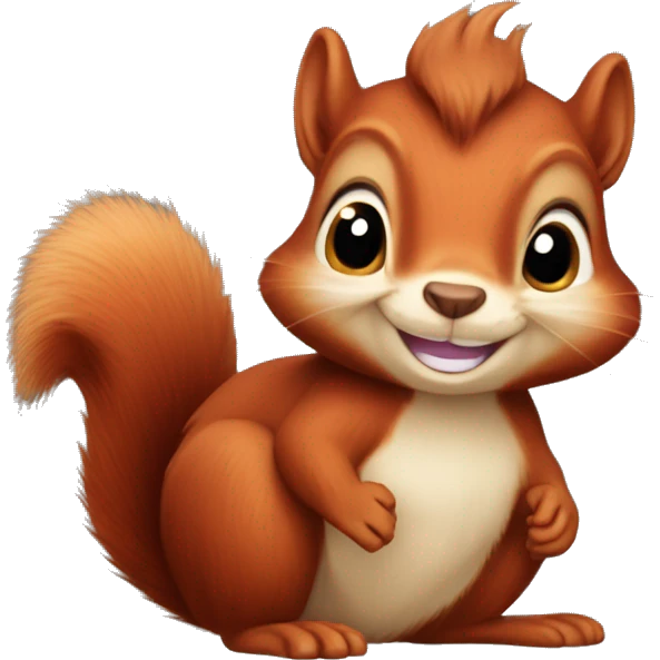 Cute red squirrel smiling with bushy tail and bushy ears no hair on head emoji