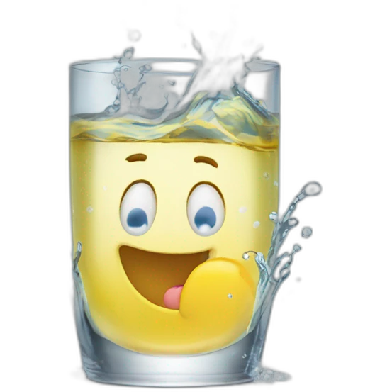 Sparkling splashing clear water in a clear glass  emoji