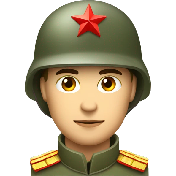 ussr soldier serious with military helmet with red star emoji