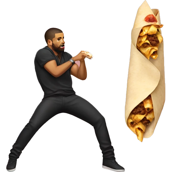 Pole dancer eating a burrito and the pole dancer is drake  emoji