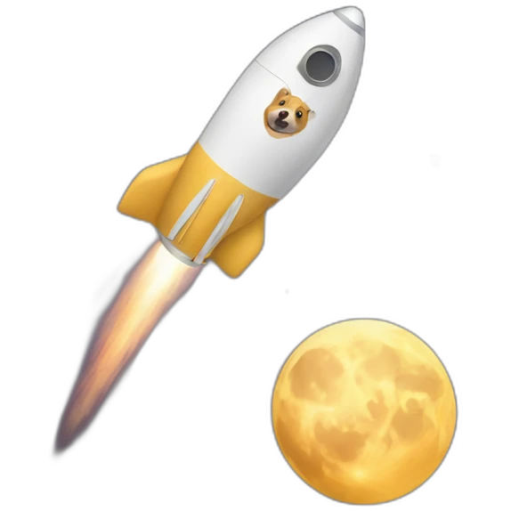 doge in a rocket flying to the moon emoji