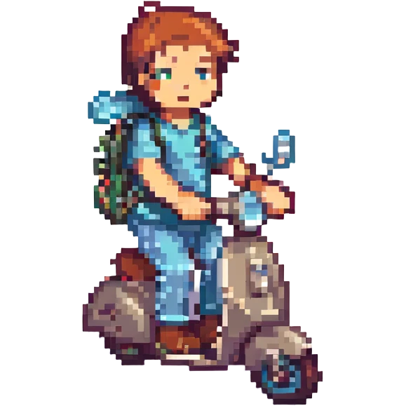 a boy riding a scooter emoji