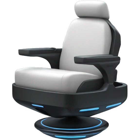 A sleek hover chair of the future that hovers and that you can steer with a joystick emoji