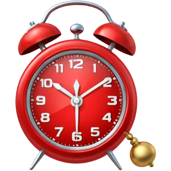 red alarm clock with a bell on top emoji