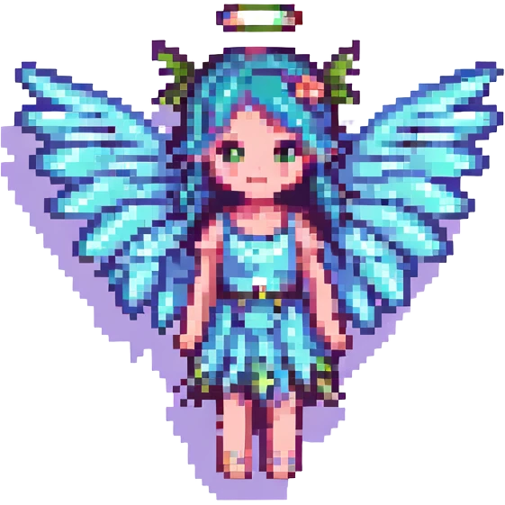 pixel art fairy with wings, simple and colorful emoji
