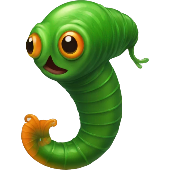 Eight-eyed green and orange leech with suction emoji