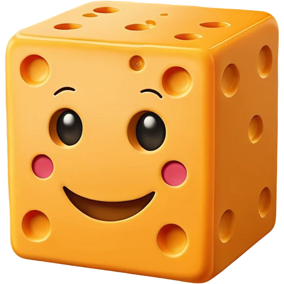 A cuboid made of cheese with a face emoji