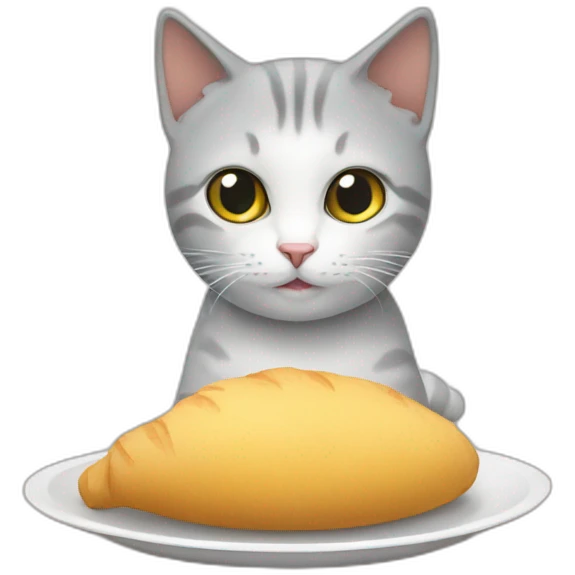 Un chat entrain de manger emoji