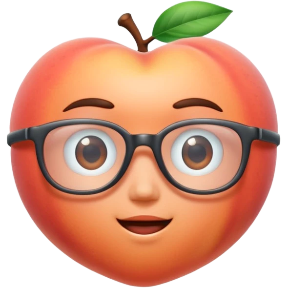 A 3D cartoon transparent peach-coral spectacle with subtle shine and curved frame edges, isolated on soft plain background, Memoji-style. emoji