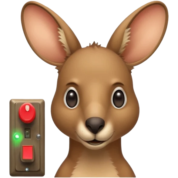 Portrait of a Kangaroo with a light switch for a face emoji