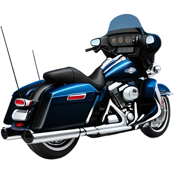 2012 harley davidson electra glide ultra classic with big blue pearl and vivid black two color paint scheme with recurve windshield, a radio antenna and a citizen's band radio antenna. emoji