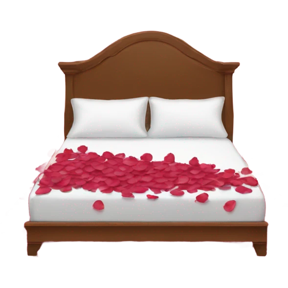 queen size bed with rose petals emoji