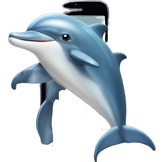 Dolphin with iphone emoji