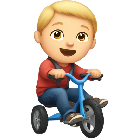 A kid with Down syndrome riding a tricycle  emoji