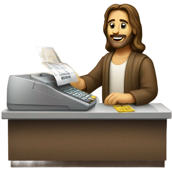 Jesus christ working cash register emoji